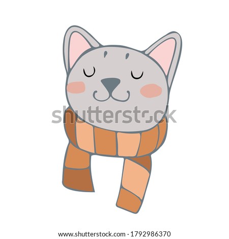 cat in a scarf on the white background