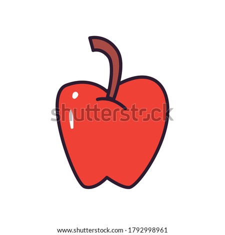 Apple line and fill style icon design, healthy organic food fresh natural and market theme Vector illustration