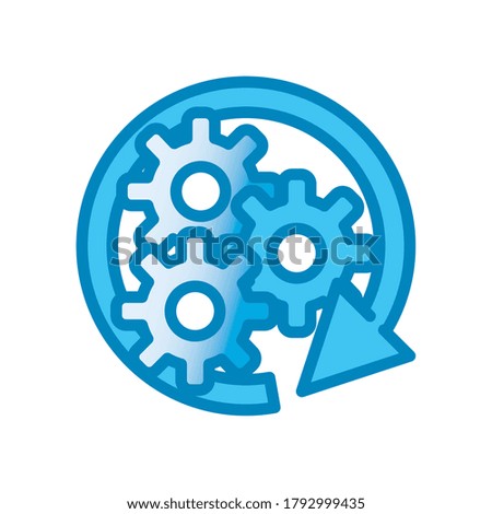 Arrow around gears line and gradient style icon design, construction work repair machine part technology industry and technical theme Vector illustration