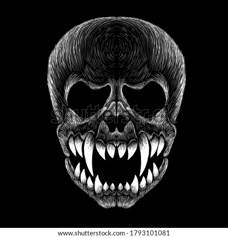 The Vector halloween skull  for T-shirt design or outwear.  Skull style background.