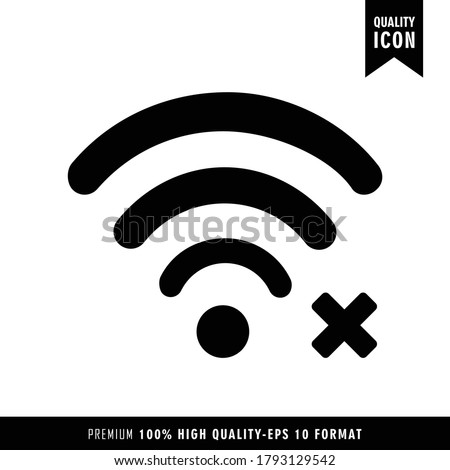 Disconnected WiFi Icon Vector. Flat Icon WiFi Design With White Background. 