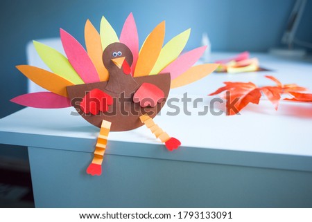 paper craft for kids. DIY Turkey made for thanksgiving day. create art for children.