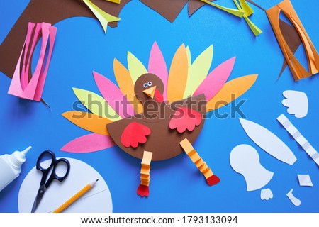 paper craft for kids. DIY Turkey made for thanksgiving day. create art for children.