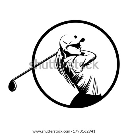 golf player icon logo illustration vector