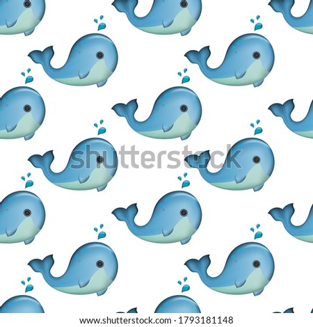 Vector image. Marine modular pattern. Image of repeated whale.