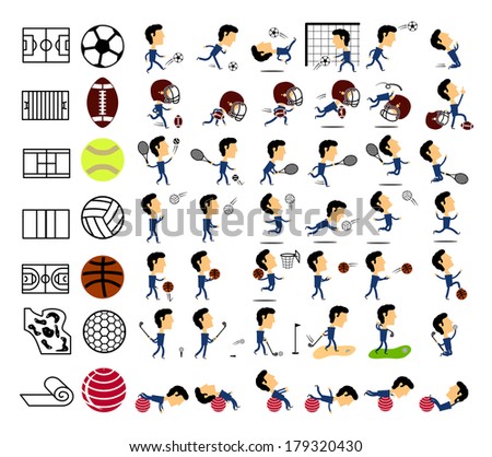 vector sports icons set on white background