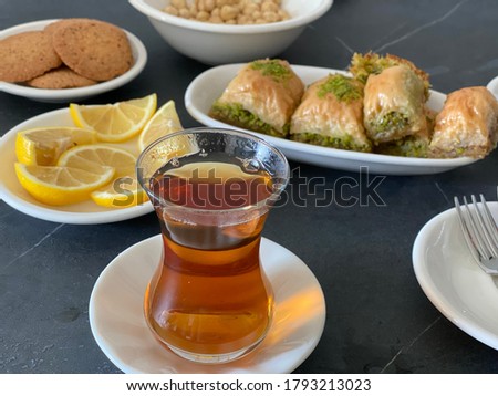 Tea with the Turkish sweets 