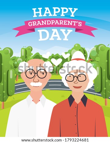 Happy Grandparents Day. Vector Illustration. Greeting Postcard.
