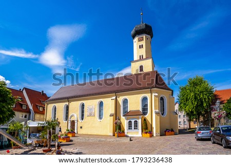 Historical church and Market of Neresheim, Germany 