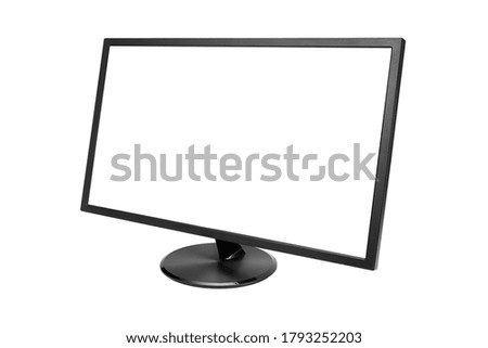 Computer monitor with white screen isolated on white background