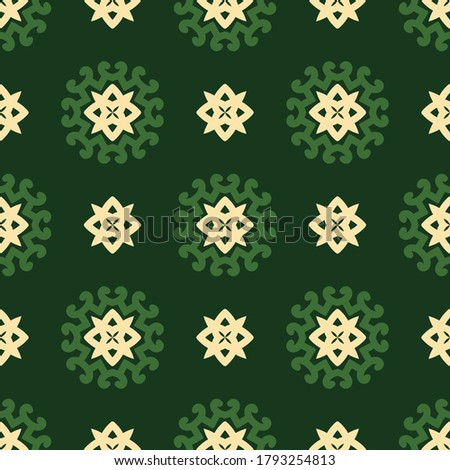 Seamless vector pattern with abstract symmetric ornament. Decorative background in ethnic motives. Design for textiles, wallpaper and other surfaces.