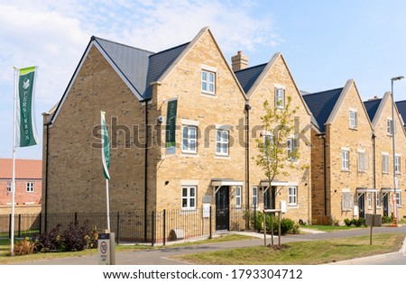 Bishop's Stortford, Hertfordshire. England. UK. August 10th 2020.  Persimmon new build homes in the new Stortford Fields housing estate development. Royalty-Free Stock Photo #1793304712