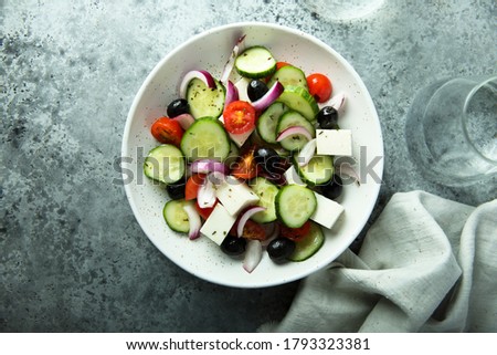 Traditional homemade Greek salad with Feta cheese