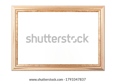 Golden vintage picture frame isolated on white 