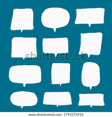 set of empty speech bubble for short message, hand drawn set of doodle sticker for chat symbol, tag, label or dialog word