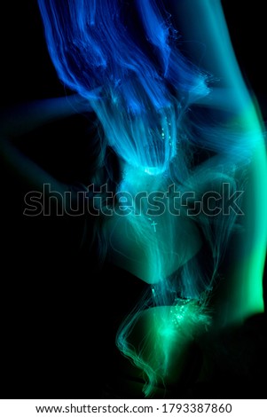 light painting portrait, light drawing at long exposure,  abstract colorful background