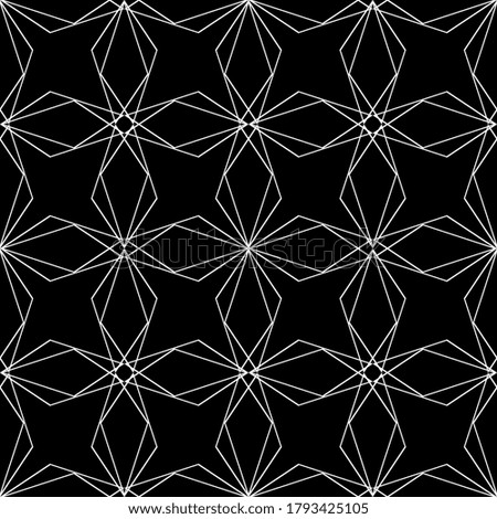 Seamless pattern in art Nouveau style. Complex geometric pattern. Mesh pattern. White pattern on a black background. For decorating fabric, paper, Wallpaper, and packaging.