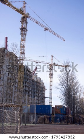 Building with cran backgroung the sky. High quality photo