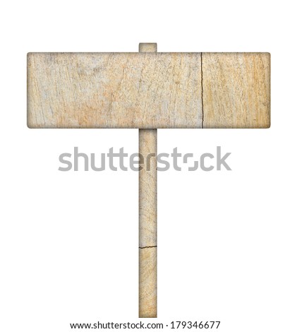 old Wooden sign isolated on white background