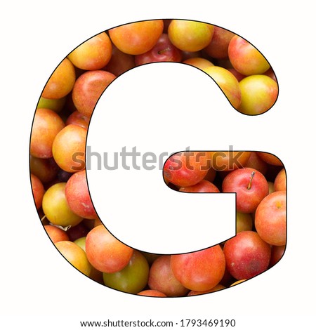 Letter G of the alphabet with fruit background