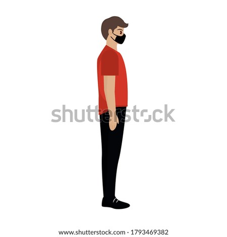 Man using face mask - Covid-19 protection - Vector