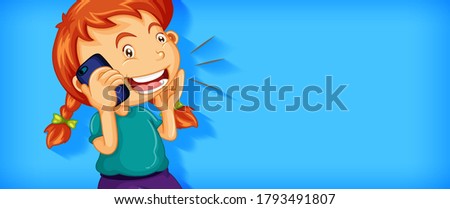 Cute girl talking on the phone cartoon character isolated illustration