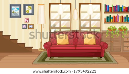 Living room background scene illustration