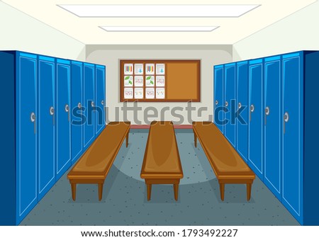Sport changing room with locker background illustration