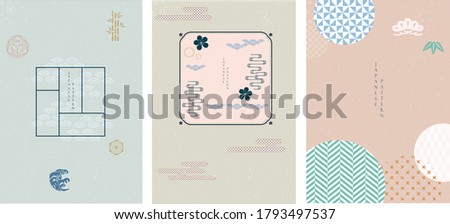 Japanese background with geometric pattern vector. Abstract template in Asian style.