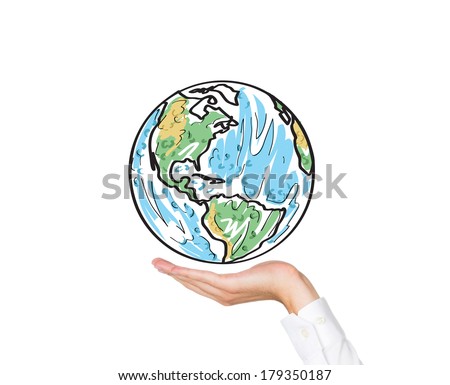 A man holding a picture with the world map 2