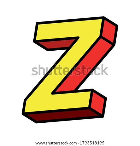 3d z letter design, lettering typography retro and comic theme Vector illustration