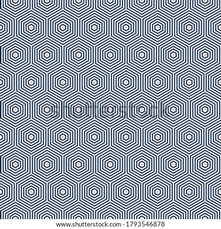 Abstract vector modern color hexagon lines geometric shape seamless retro pattern background.