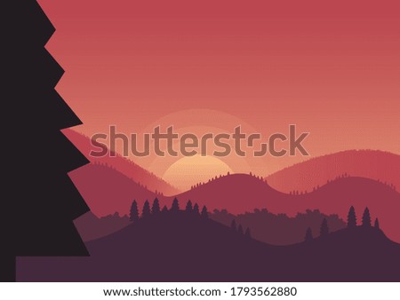 Mountain in evening landscape view,Autumn landscape view