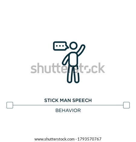stick man speech vector line icon. Simple element illustration. stick man speech outline icon from behavior concept. Can be used for web and mobile
