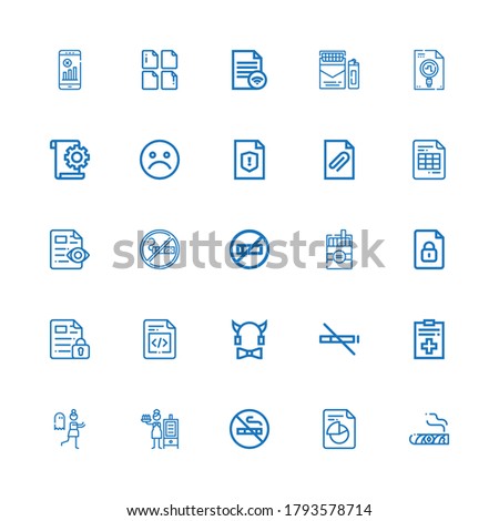 Editable 25 bad icons for web and mobile. Set of bad included icons line Cigar, File, No smoking, Smoker, Terror, No smoke, Devil, Cigarette, Smoking, Unhappy on white background