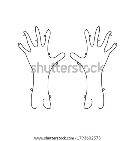 Decorative hand drawn human hands, design element. Can be used for cards, invitations, banners, posters, print design. Continuous line art style