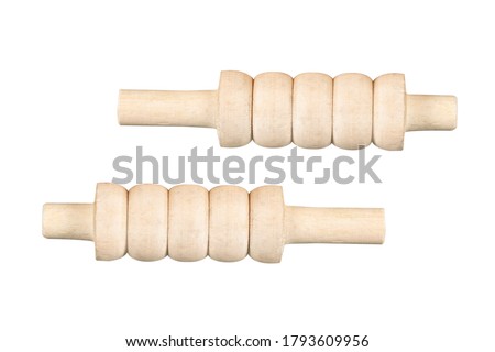 cricket bails isolated on white background, wooden cricket bail studio shot cutout Royalty-Free Stock Photo #1793609956