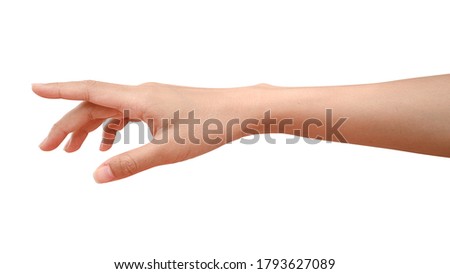Hand reach and ready to help or receive. Gesture isolated on white background with clipping path. Helping hand outstretched for salvation. Royalty-Free Stock Photo #1793627089
