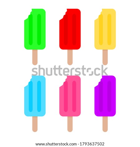 ice lolly set with various color isolated on white background. vector illustration
