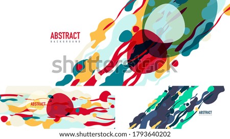 Set of vector color wavy clouds on white backgrounds, liquid ink splashes