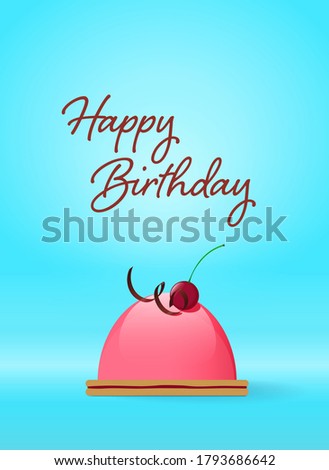Happy birthday greeting card with a funny cupcake.