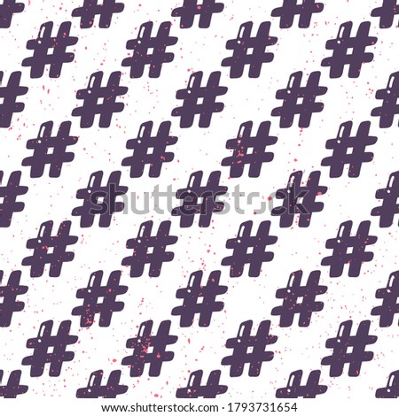 Hashtag, tag Modern cover design with seamless pattern on light background for textile design. Fabric geometric background print. Flat abstract design.