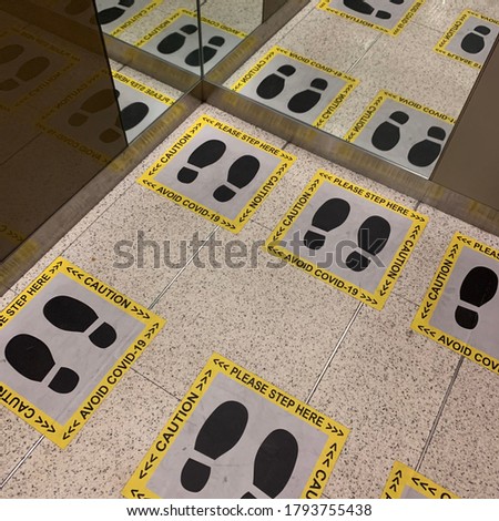 Footprint in Elevator social distancing / covid-19