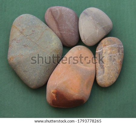 Composition of different pebbles from the beach of the Black Sea 