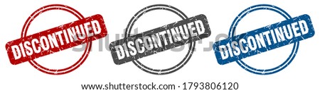 discontinued round isolated label sign. discontinued stamp Royalty-Free Stock Photo #1793806120