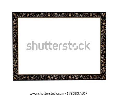 Classic black frame with gold pattern for text, picture, photo, image, text isolated on white background