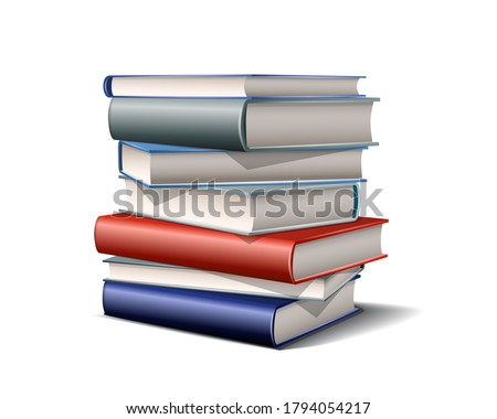 Stack of colorful books. Books various colors isolated on white background. Vector illustration