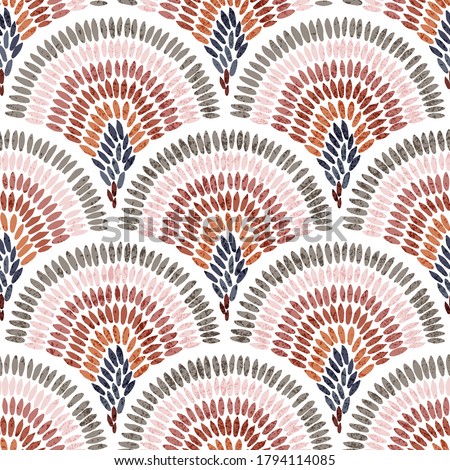 Seamless wavy pattern. Seigaiha print in polka dot style. Grunge texture. Royalty-Free Stock Photo #1794114085