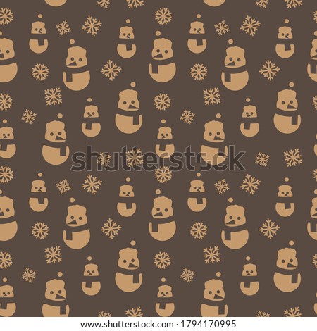 Brown Christmas Snowman seamless pattern background for website graphics, fashion textile