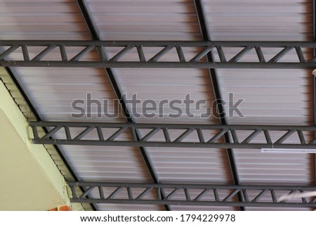 Steel beams top view and roof structure building houses pictures for background